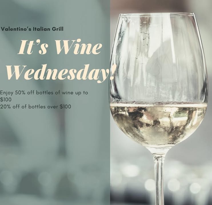 Enjoy 50% off your bottles of wine up to $100 tonight and 20% off those bottles over $100!
