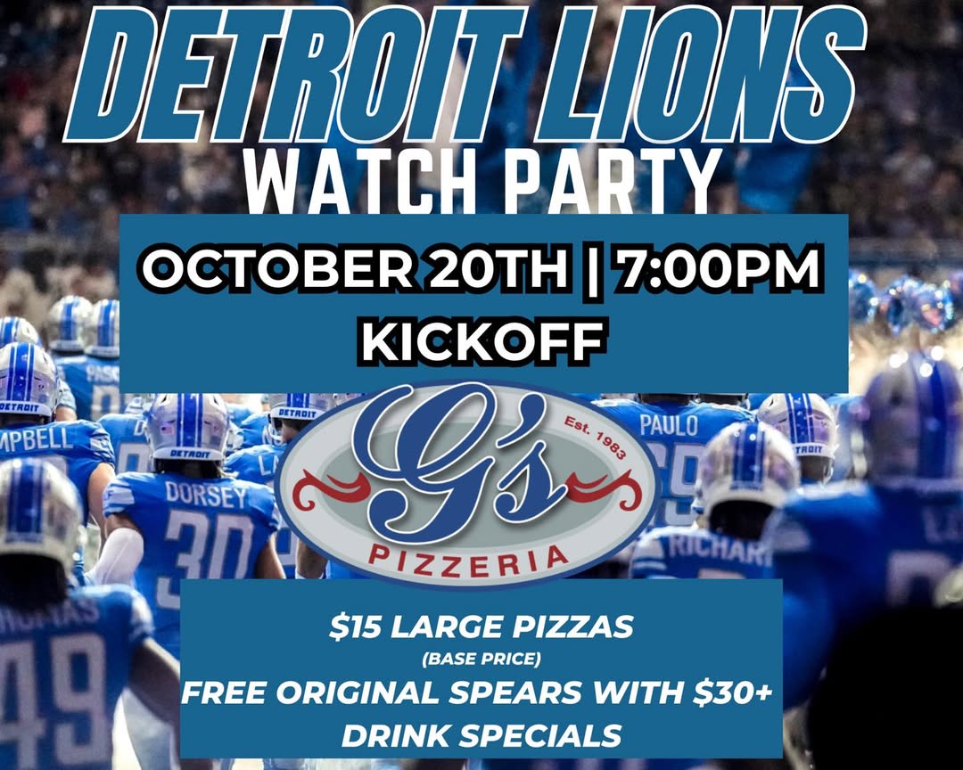 Join us this Sunday in support of ONEPRIDE!🦁🦁 As the Lions take on the Buccaneers! Specials on Pizza, Beer, and spears...