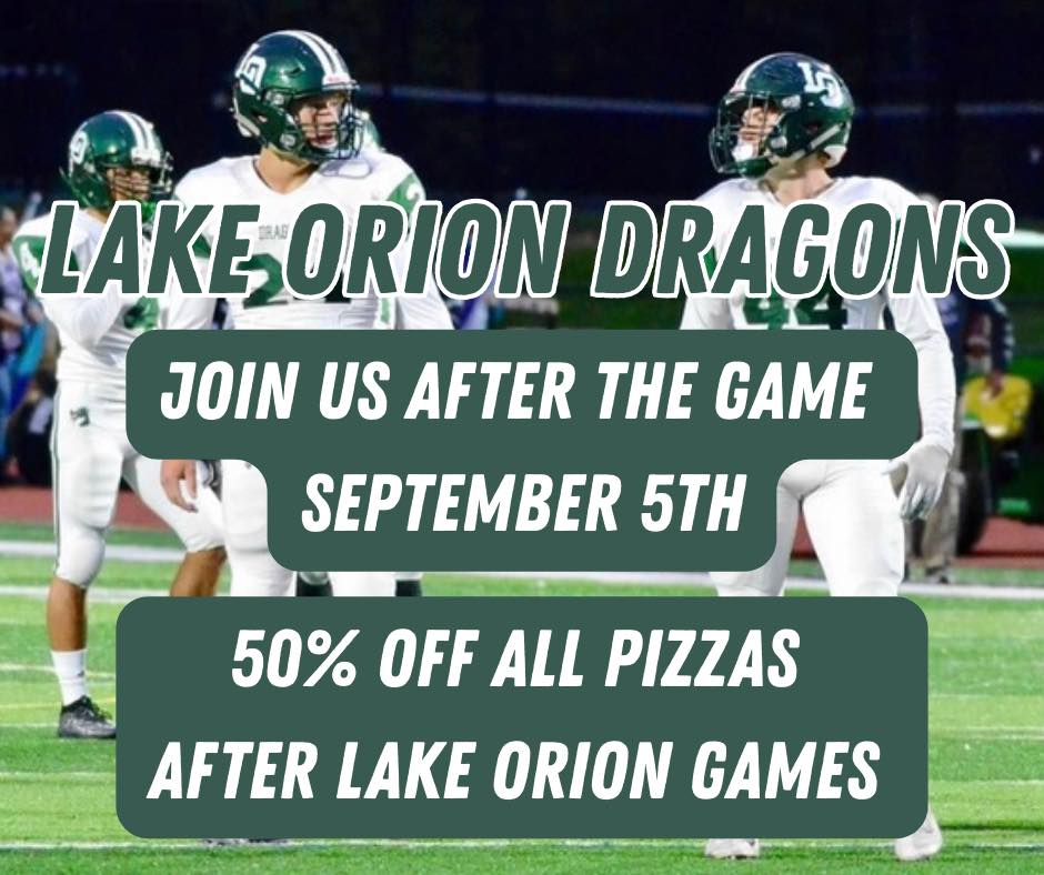 Dragons Fans - flash your ticket at G’s for exclusive deals🍕🍻 Win or Lose, We feast.  #lakeorion #lodragons