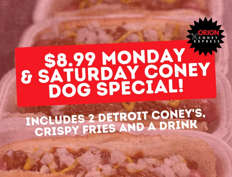 Every Monday and Saturday enjoy our #ConeyDog special with 2 Detroit Coney