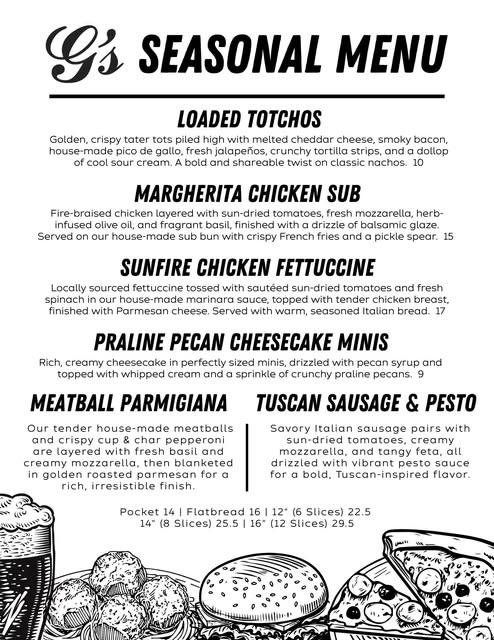 🍂 NEW Seasonal Menu Has Arrived at G’s Pizzeria Lake Orion! 🍂 From bold shareables like Loaded Totchos to comfort favo...