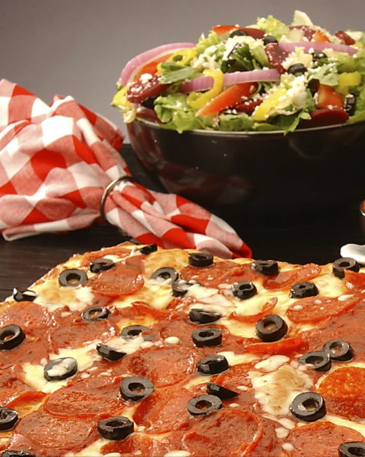 Pizza, pasta, salad, specialty bread