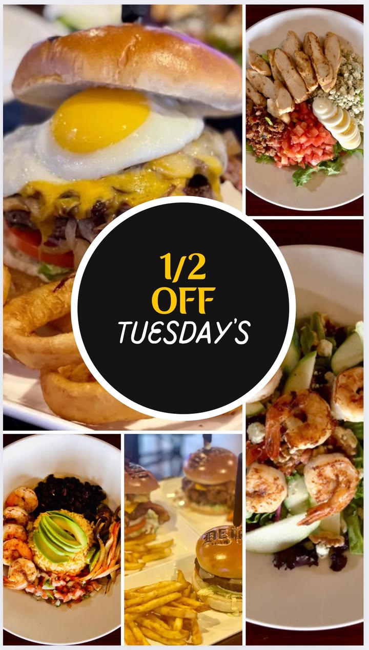 🎉🍽️ **1/2 Off Tuesdays!** 🍽️🎉