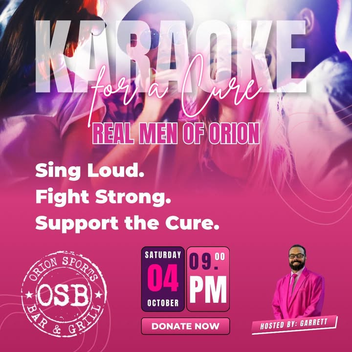 Karaoke for a Cure is TONIGHT at ORION SPORTS BAR & GRILLE!