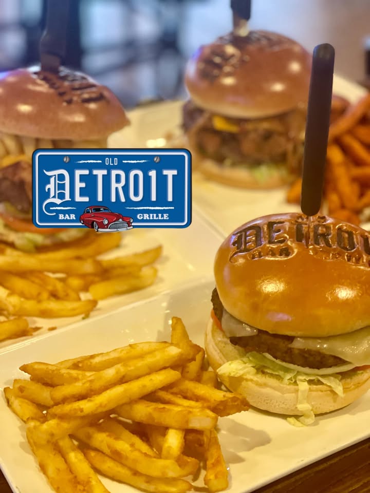 🍔 **Burger & Brew Monday at Old Detroit Bar and Grille!** 🍻
