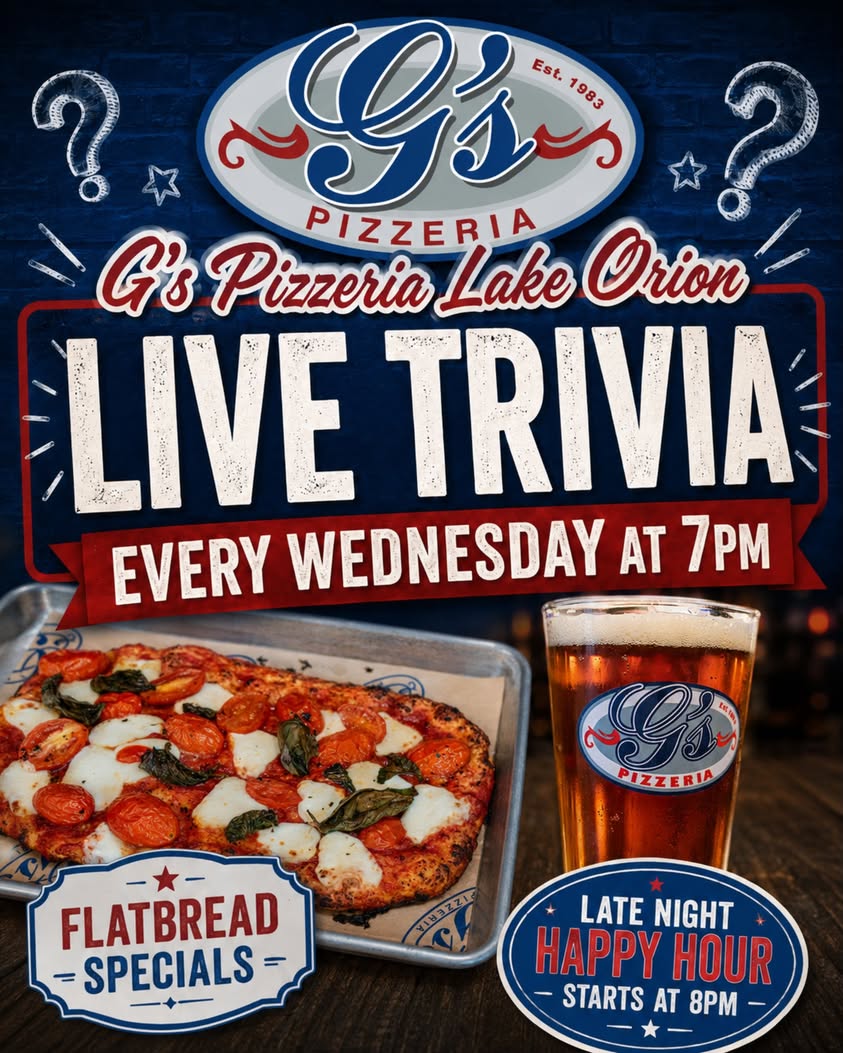 Trivia lovers, Wednesday nights are for you! 🧠🍕 Join us at G’s Pizzeria Lake Orion every Wednesday at 7pm for Live Tri...