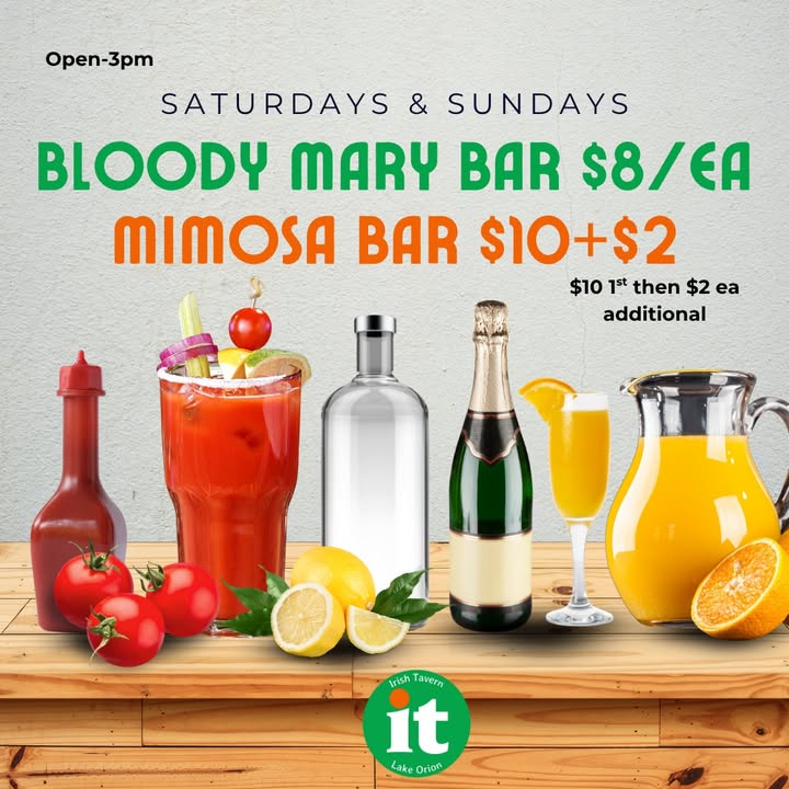 Bloody mary and mimosa bars offered every weekend during brunch!!